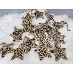 16 Rustic Star Metal Wire Wrapped Christmas Tree Ornaments cottage cabin nursery
